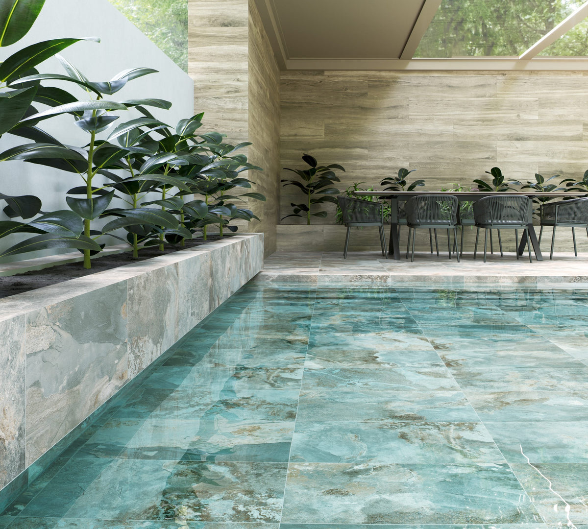 Cut Sample: Slate Way Green Matt Porcelain Wall & Floor Tiles
