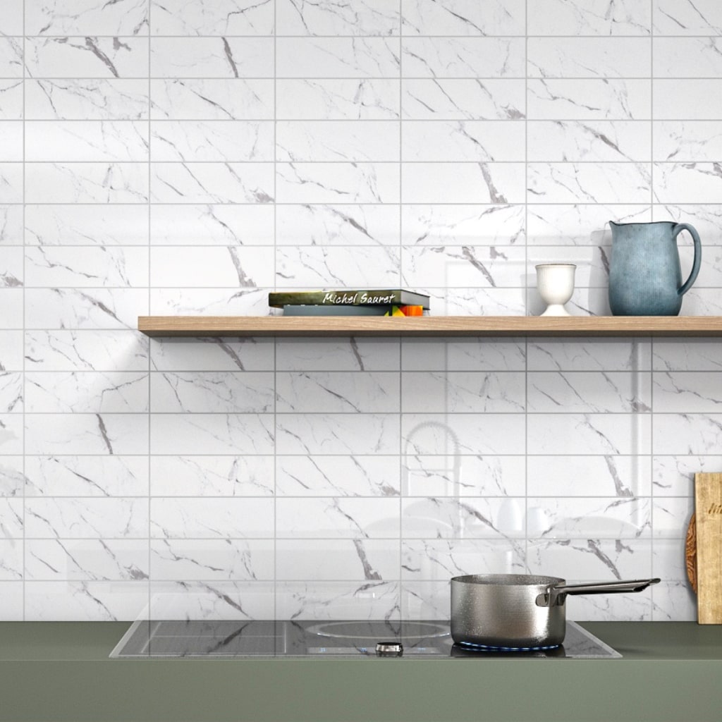 Apollo White Marble Metro Tiles