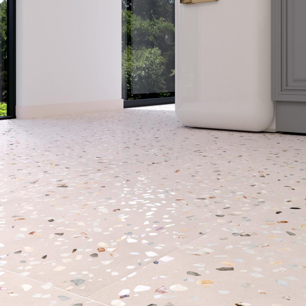 Doria Beige Terrazzo Porcelain Tile - Rectified - Room Setting
