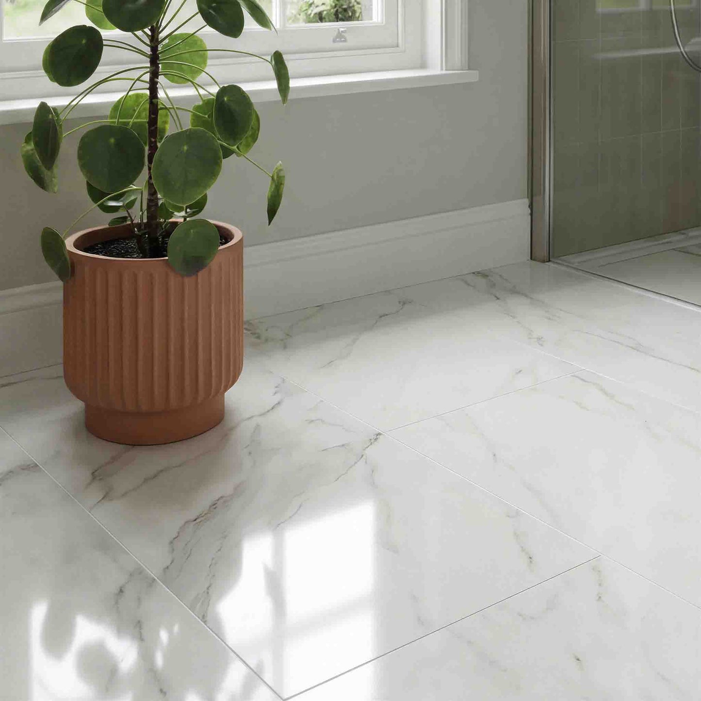 Miami Large White Marble Tiles - Gloss, Rectified