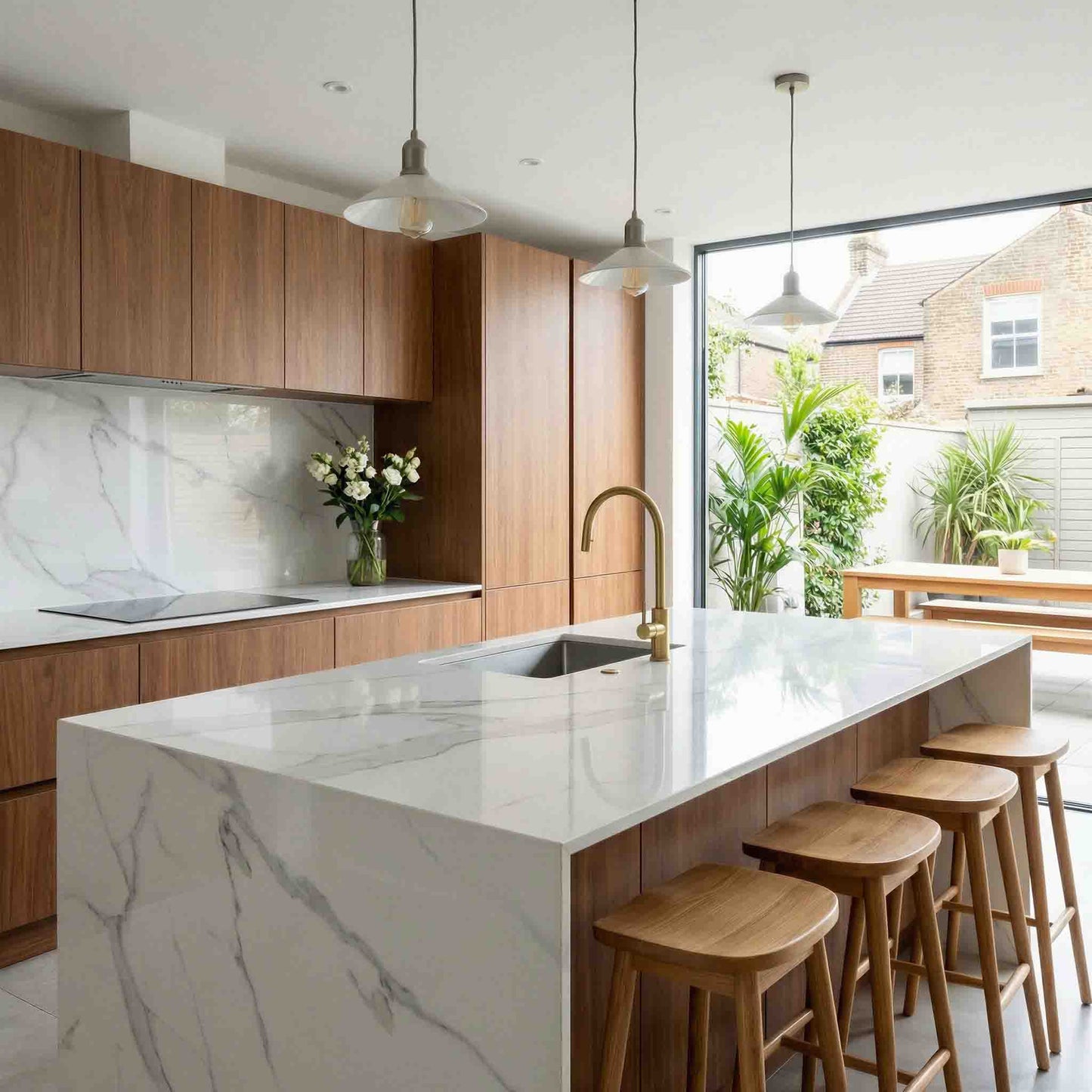 Cut Sample: Miami Large White Marble Tiles - Gloss, Rectified