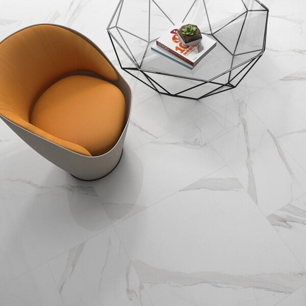 Statuary Large White High Gloss Floor Tiles