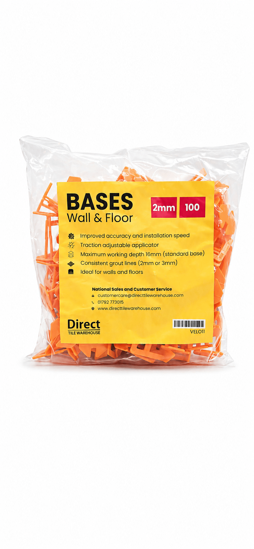 Orange Tile Levelling Clips - 2mm x100