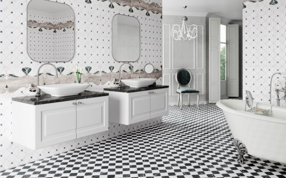 Firenze Black and White Patterned Floor Tiles