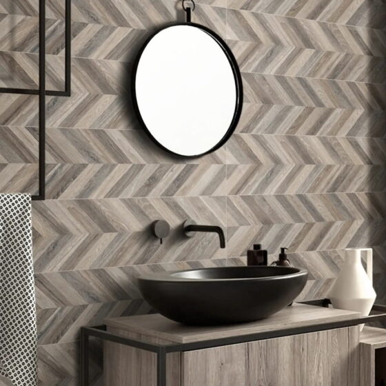 Native Grey Chevron Tiles