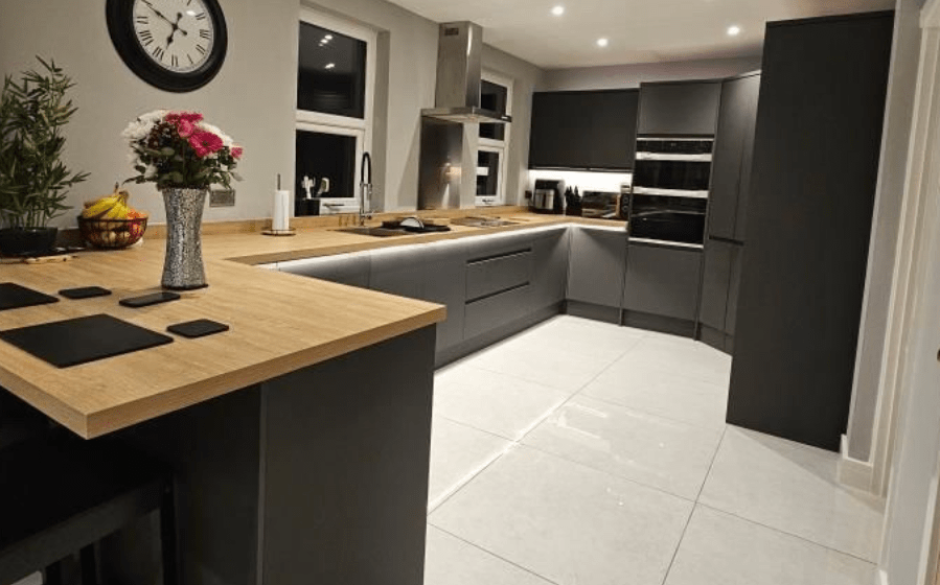An image of Claire and Rob's Midas grey kitchen renovation
