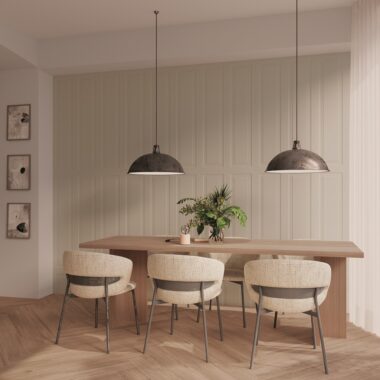 Boiserie Cream Wall Panels in a dining room setting