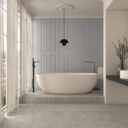 Boiserie Light Blue Wall Panelling in a bathroom setting