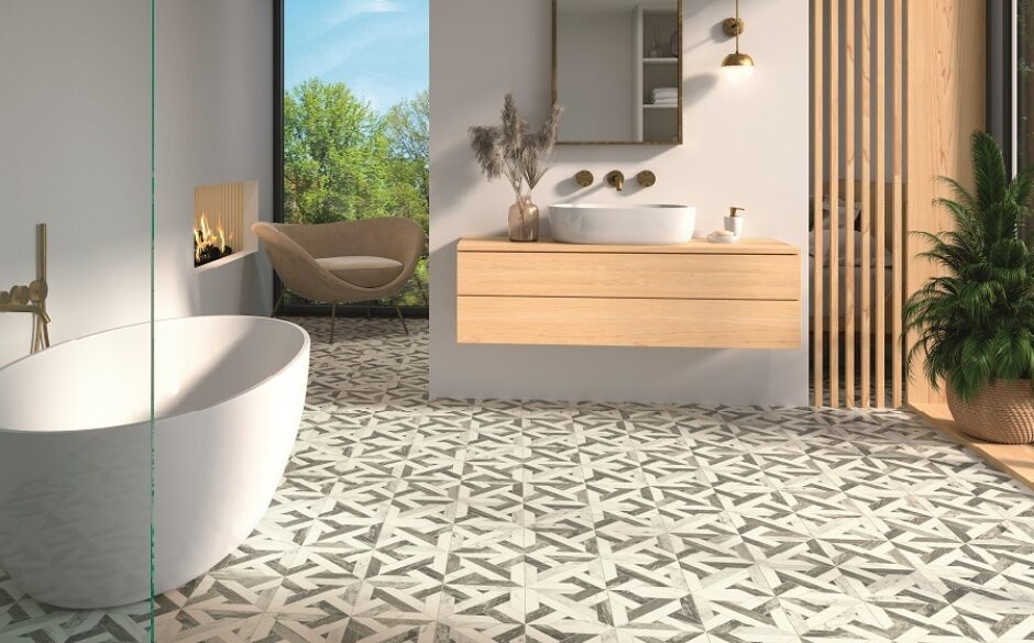 Avalon Black and White Pattern Tile Bathroom