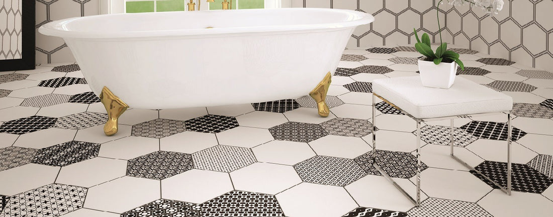 10 of our Favourite Black and White Bathroom Floor Tiles