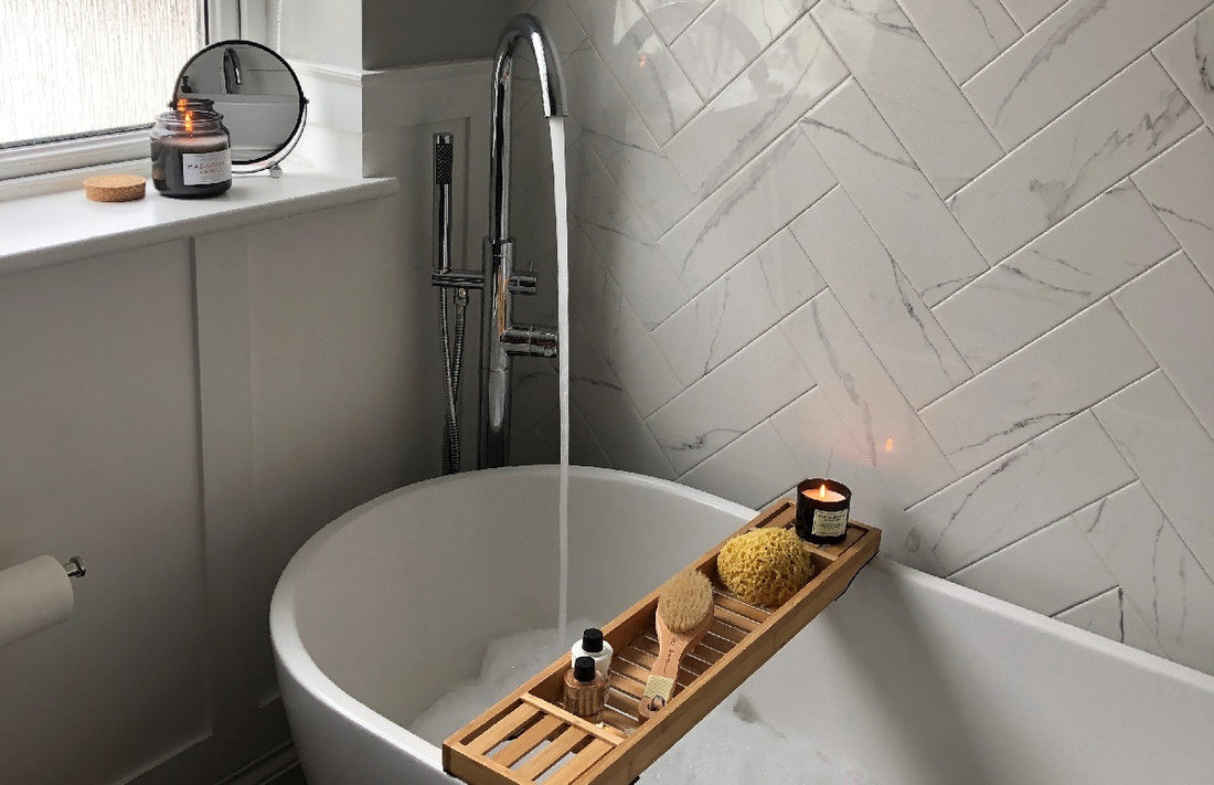 Jamie's Heavenly Herringbone Bathroom