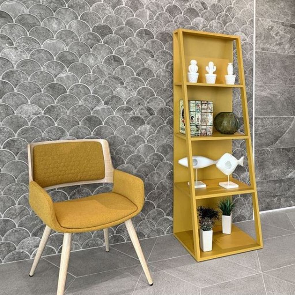 Cut Sample: Scale Concrete Grey Scallop Wall Tiles - Matt