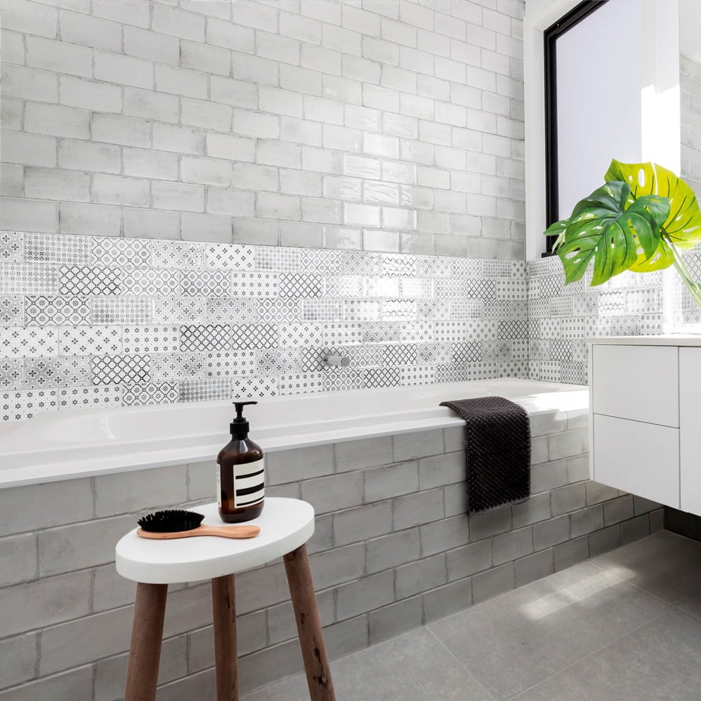 Cut Sample: Vita Black and White Decorative Tiles