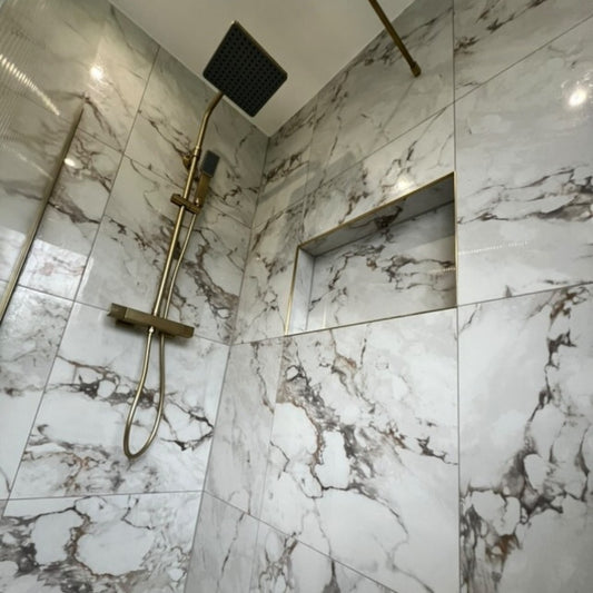 Safari Statuario Marble Effect Tiling