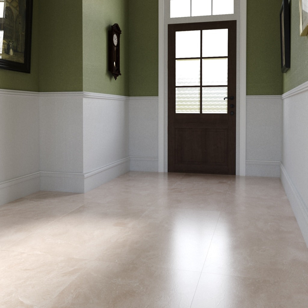 Adonis Beige Porcelain Wall and Floor Tiles - Room Setting 