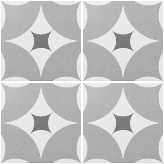 Agora Grey and Black Patterned Floor Tiles