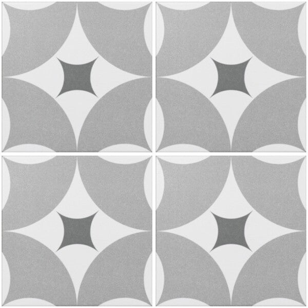 Agora Grey and Black Patterned Floor Tiles