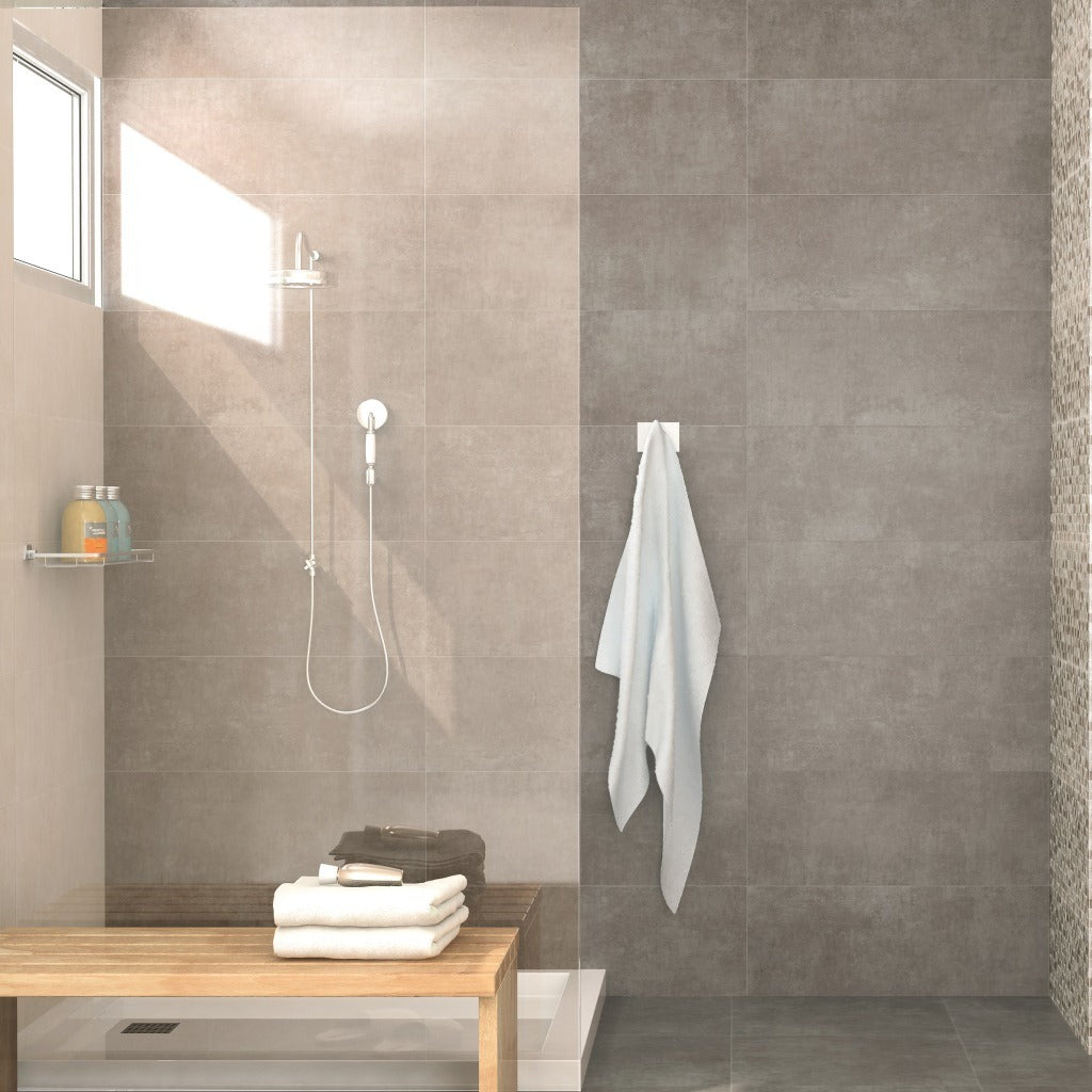Alpha Matt Dark Grey Floor Tiles - Room Setting