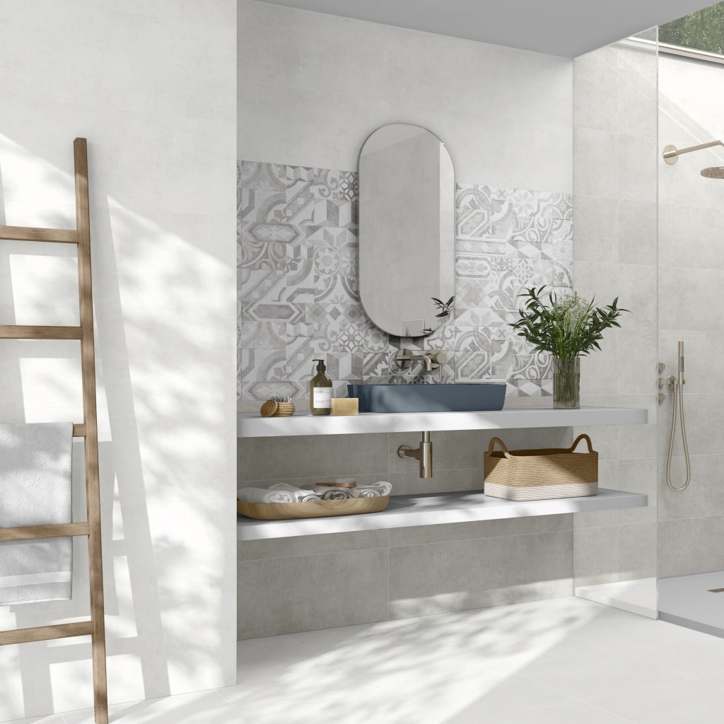 Alpha Matt White Porcelain Tiles - Room Setting