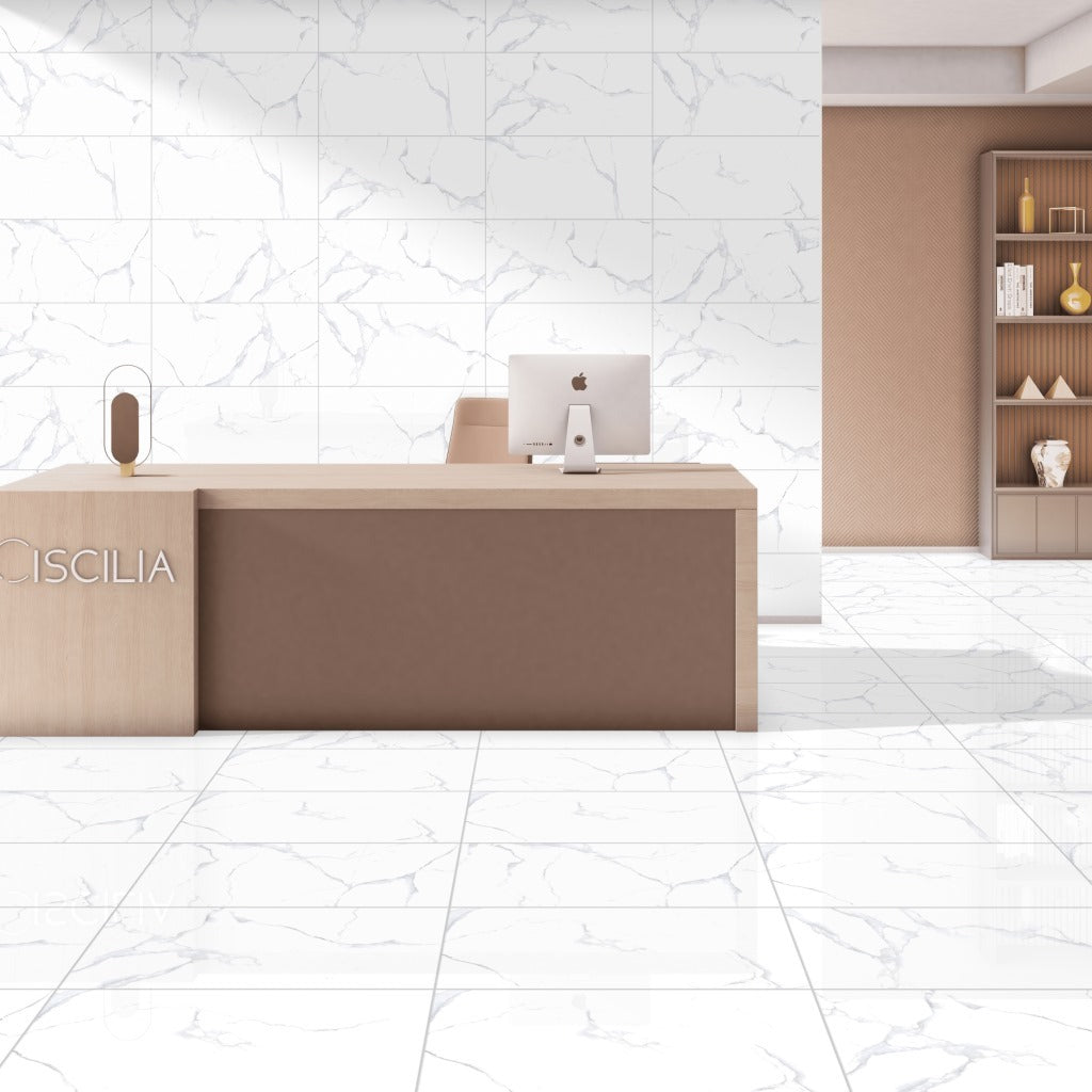 Alpine White Gloss Marble Tiles