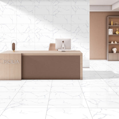 Alpine White Gloss Marble Tiles