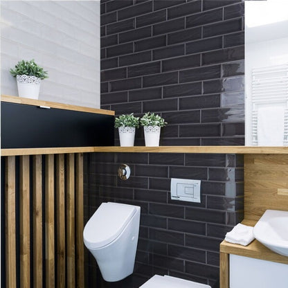 Avila Metro Black Brick Tiles - Flat Gloss Tiles