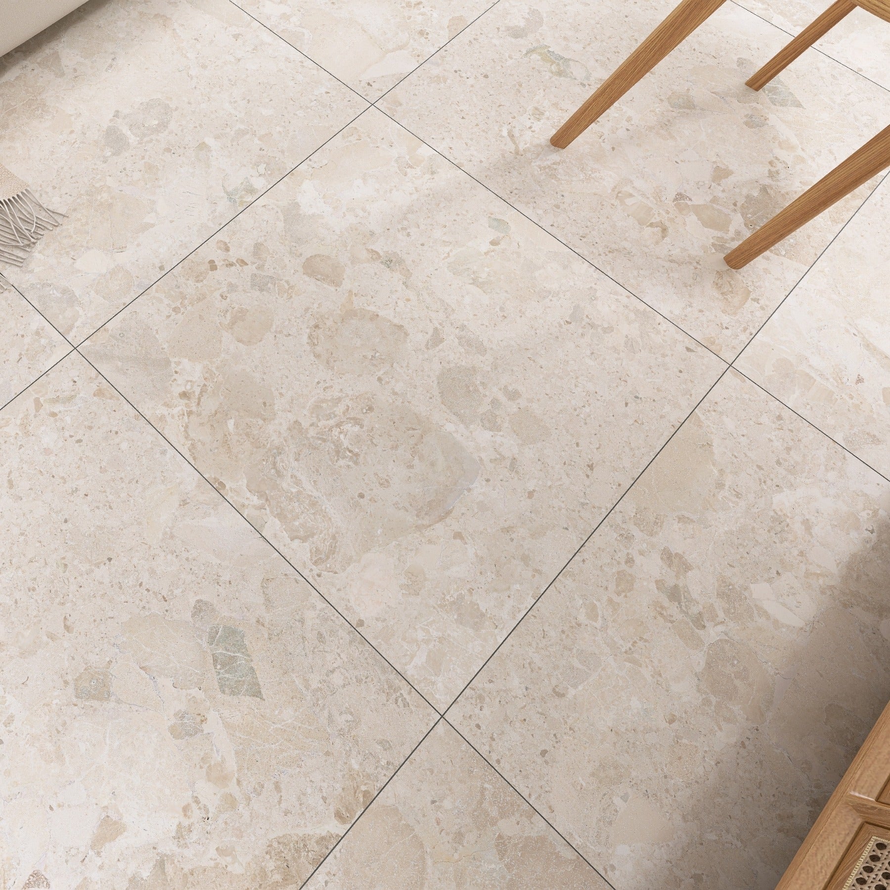 Positano Cream Stone Effect Porcelain Floor Tiles