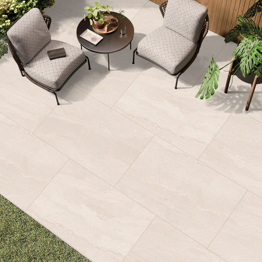 Cut Sample: Bejin Beige Porcelain Patio Tiles 60x60cm