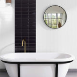 Bevelled Mini Black Ceramic Tiles - Gloss - Room Setting