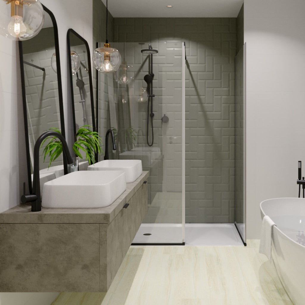 Mini Metro Bevelled Tiles - Smoke Grey, Gloss