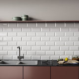 Bevelled Mini White Gloss Metro Tiles - Room Setting