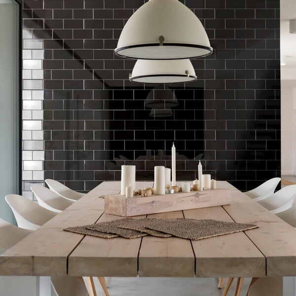 Mini Small Metro Tiles – Black, Gloss Tiles