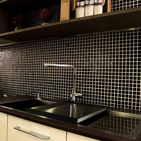 Black mosaic tiles