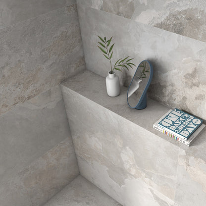 Borba White Slate Effect Tiles - Room Setting