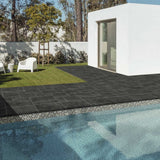 Cut Sample: Brittany Black Stone Effect Modular Porcelain Floor Tiles