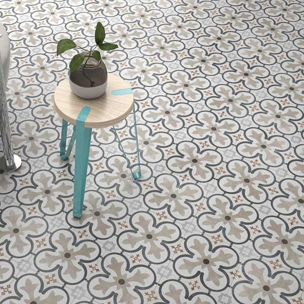 Cut Sample: Boulevard Grey and Beige Patterned Floor Tiles