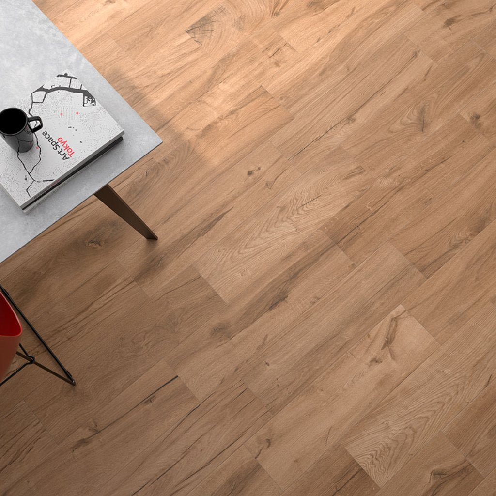 Bricola Honey Porcelain Wood Look Tiles - Room Setting
