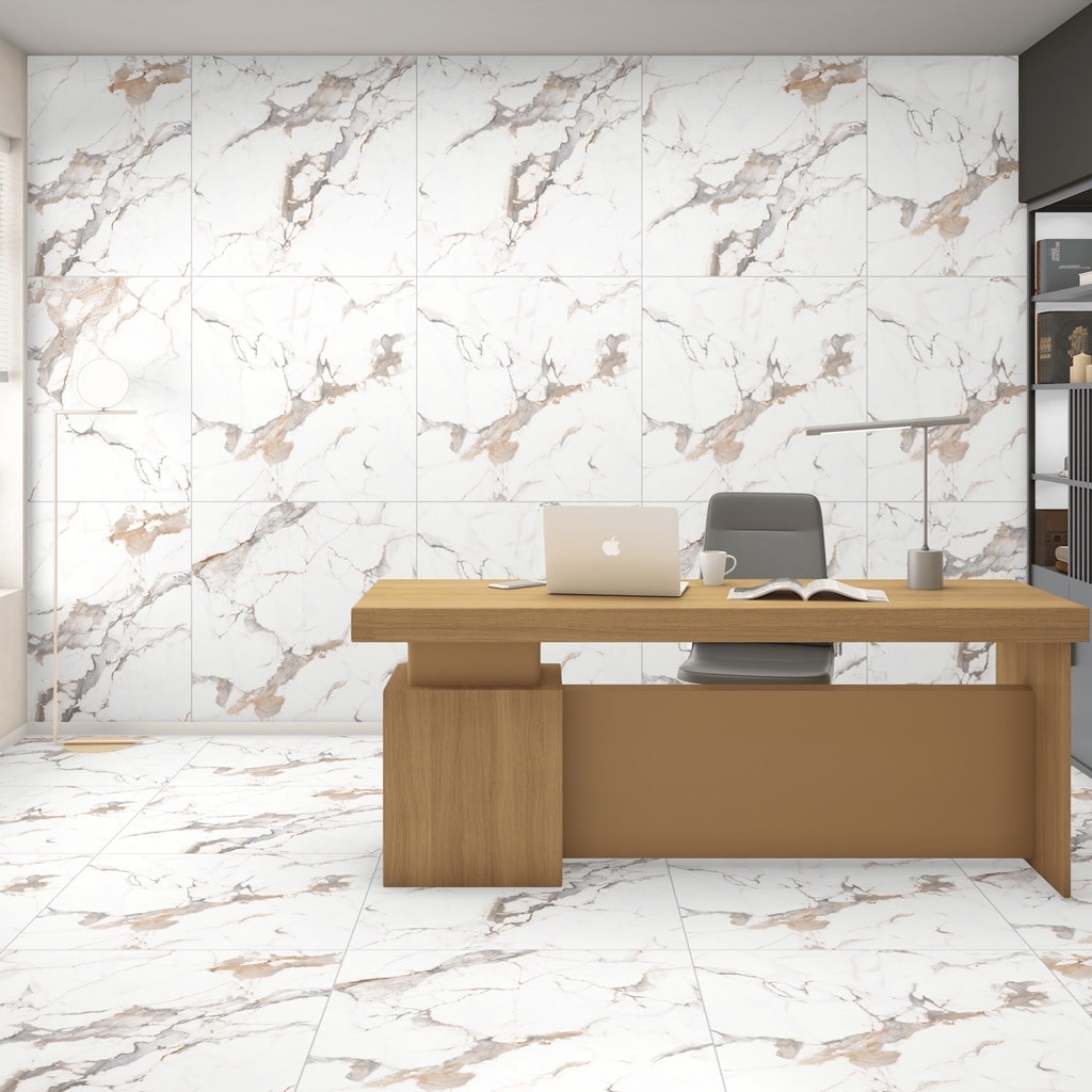 Brilliant Carrara White Grey Marble Tiles - Matt