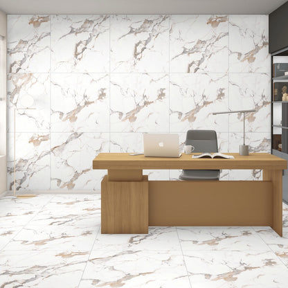Brilliant Carrara White Grey Marble Tiles - Matt