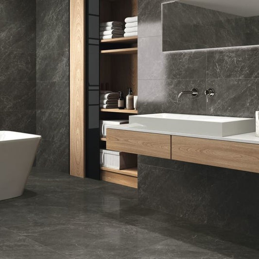 Buckingham Rectified Black Gloss Floor Tiles