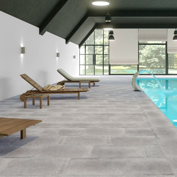 Camous Grey Anti Slip Floor Tiles - R12 Rating