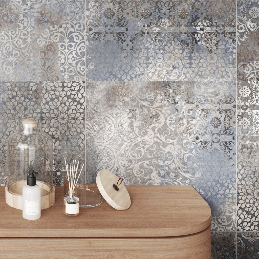 Carpet Blue Distressed Tiles
