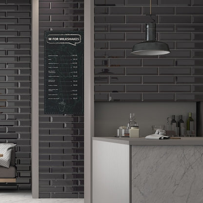 Classic Black Bevelled Tiles - Gloss - Room Setting