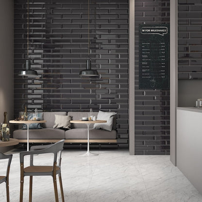 Classic Black Bevelled Tiles - Gloss - Room Setting