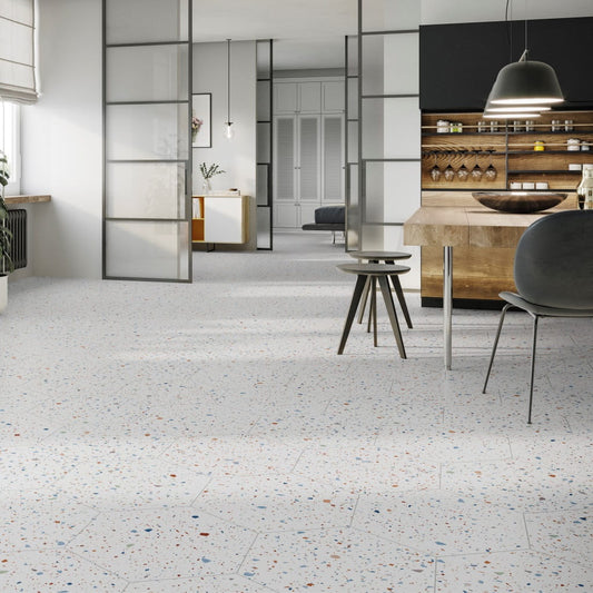 Confeti White Patterned Hexagon Tiles – Large, Matt