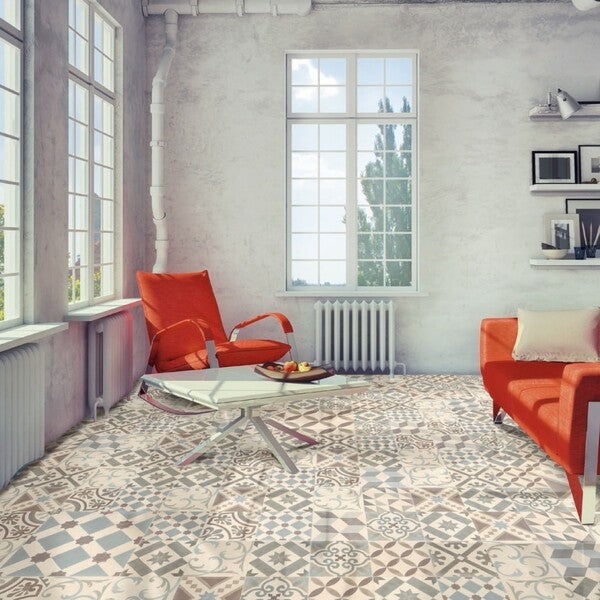 Cut Sample: Coventry Grey Patterned Floor Tiles