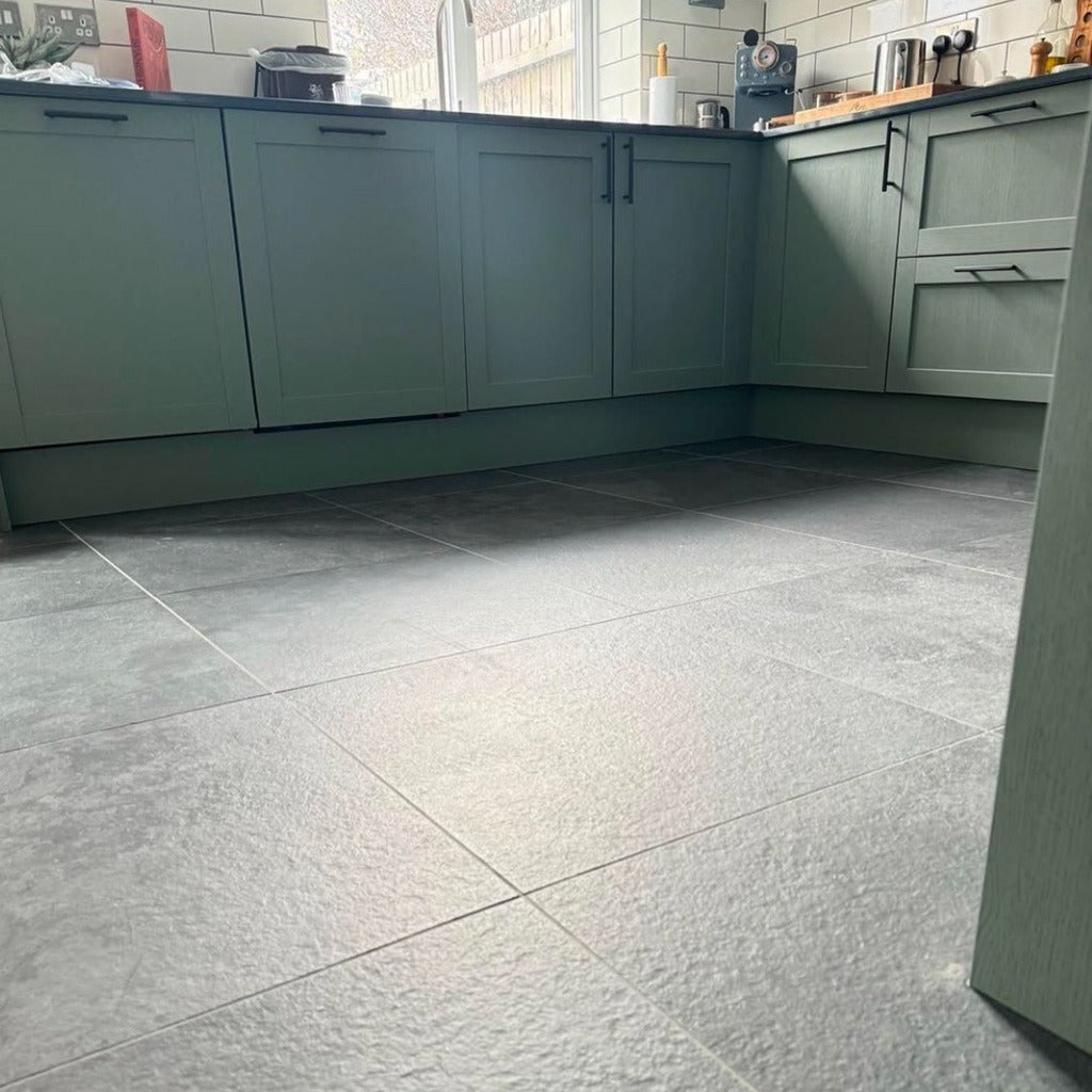 Cut Sample: Cumbria Black Slate Effect Floor Tiles - Rectified