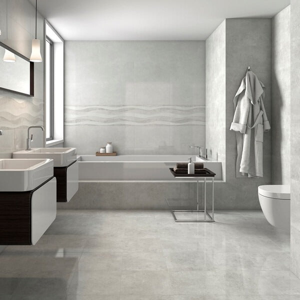 Cut Sample: Delhi Light Grey Gloss Tiles