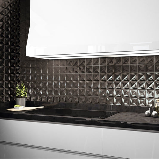 Delta Anthracite 3 Dimensional Tiles - Room Setting
