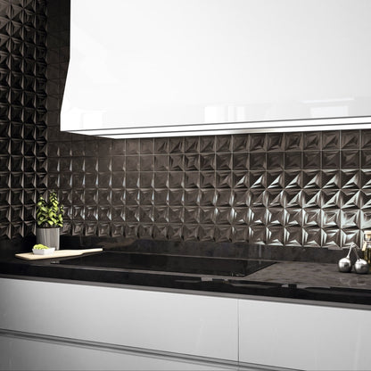 Delta Anthracite 3 Dimensional Tiles - Room Setting